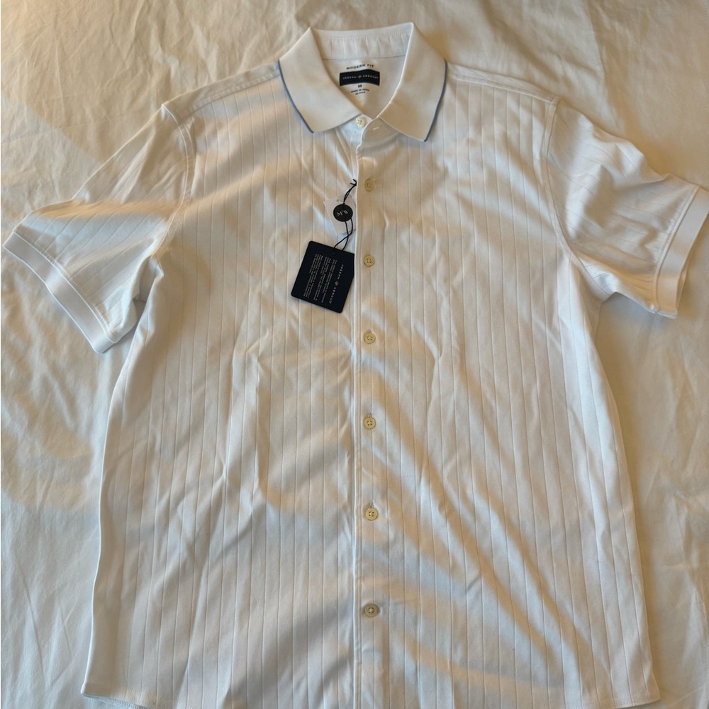 NWT Joseph Aboud Men's White Short Sleeve Shirt